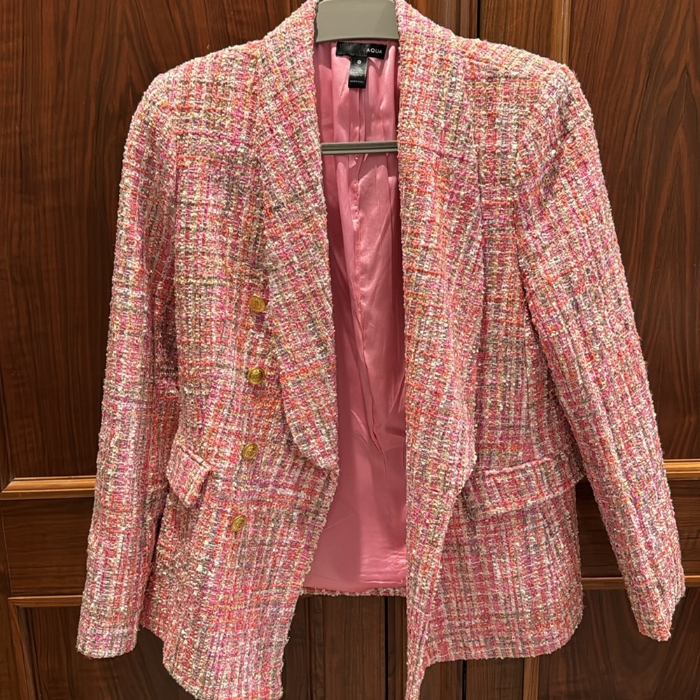 AQUA Pink Tweed Blazer